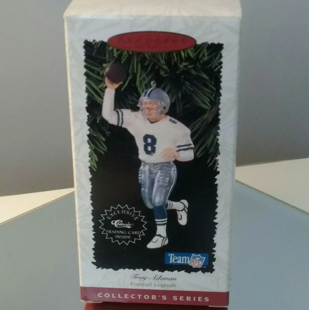 HALLMARK TROY AIKMAN #2 FOOTBALL 1996 CHRISTMAS ORNAMENTS DALLAS COWBOYS NIB